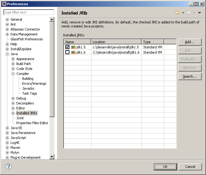 Configuración del JDK1.5